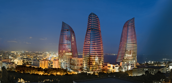 things to do in Azerbaijan -- Visit the Flaming Towers in Baku